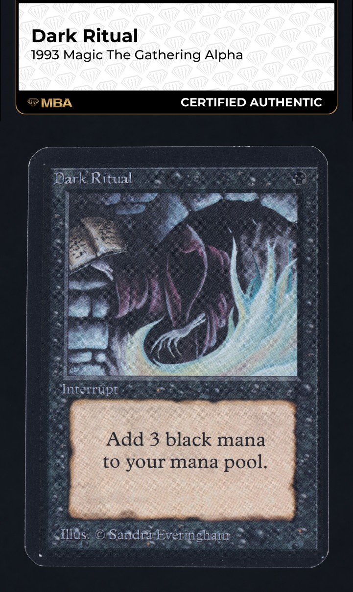 1993 Magic The Gathering MTG Alpha Dark Ritual MBA AUTH