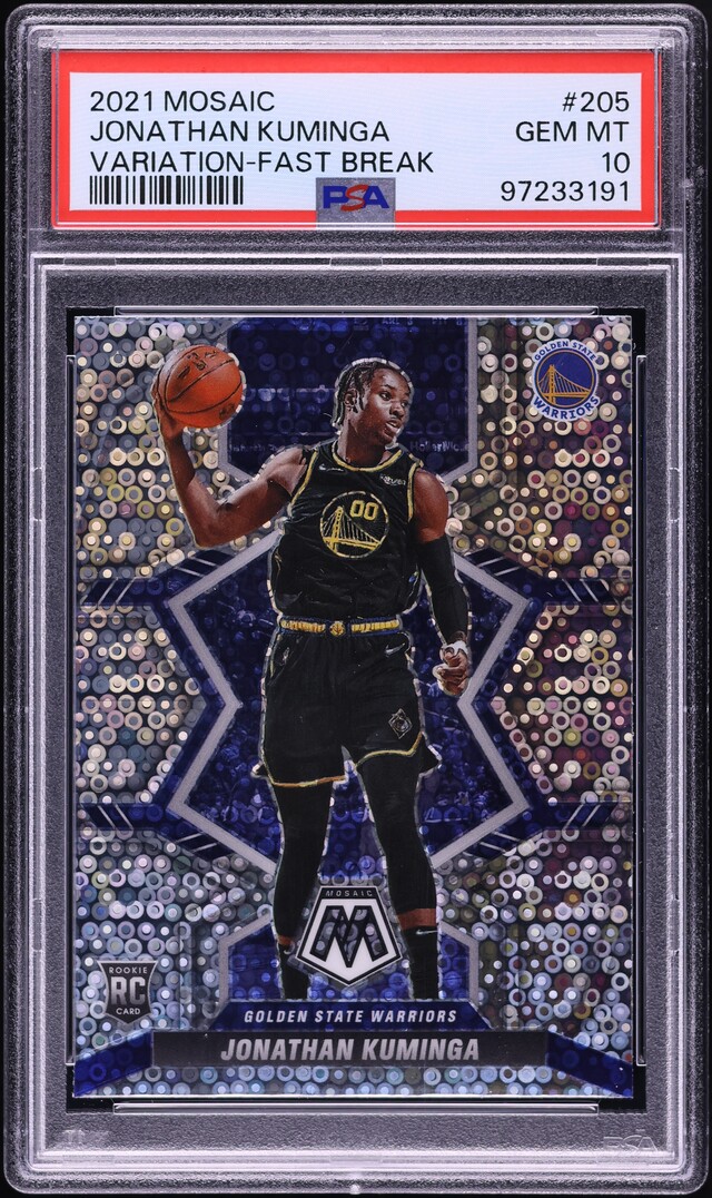 2021 Panini Mosaic Variation Fast Break Jonathan Kuminga ROOKIE #205 PSA 10 GEM