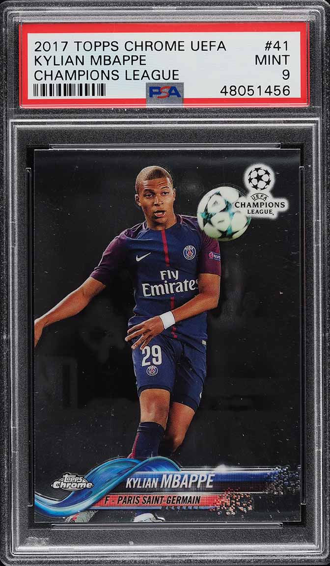2017 Topps Chrome UEFA Champions League Kylian Mbappe ROOKIE #41 PSA 9 MINT