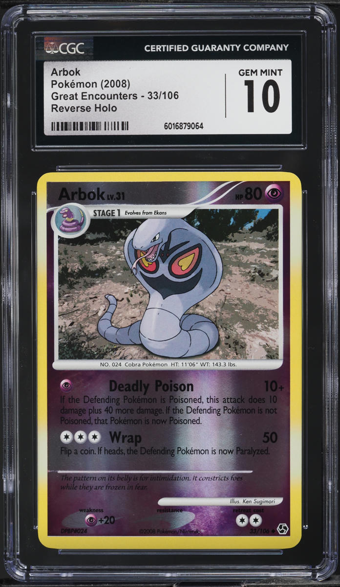 2008 Pokemon DP Great Encounters Reverse Holo Arbok #33 CGC 10 GEM MINT