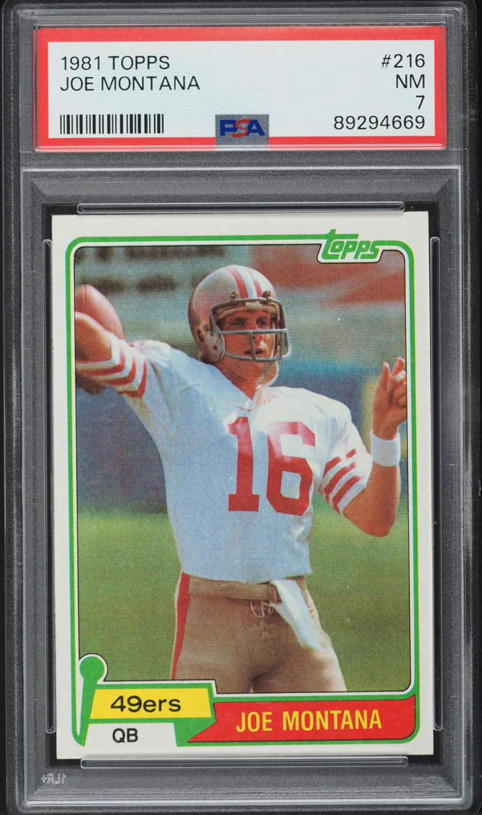 1981 Topps Football Joe Montana ROOKIE #216 PSA 7 NRMT