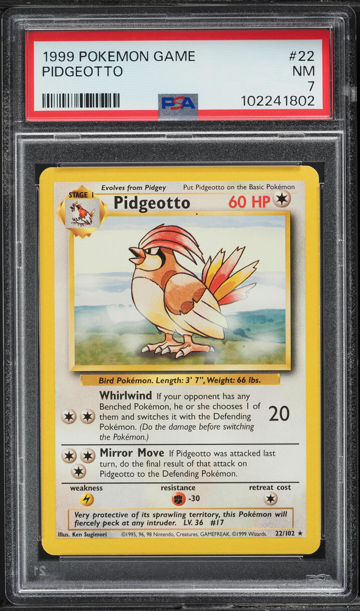 1999 Pokemon Base Set Pidgeotto #22 PSA 7 NRMT