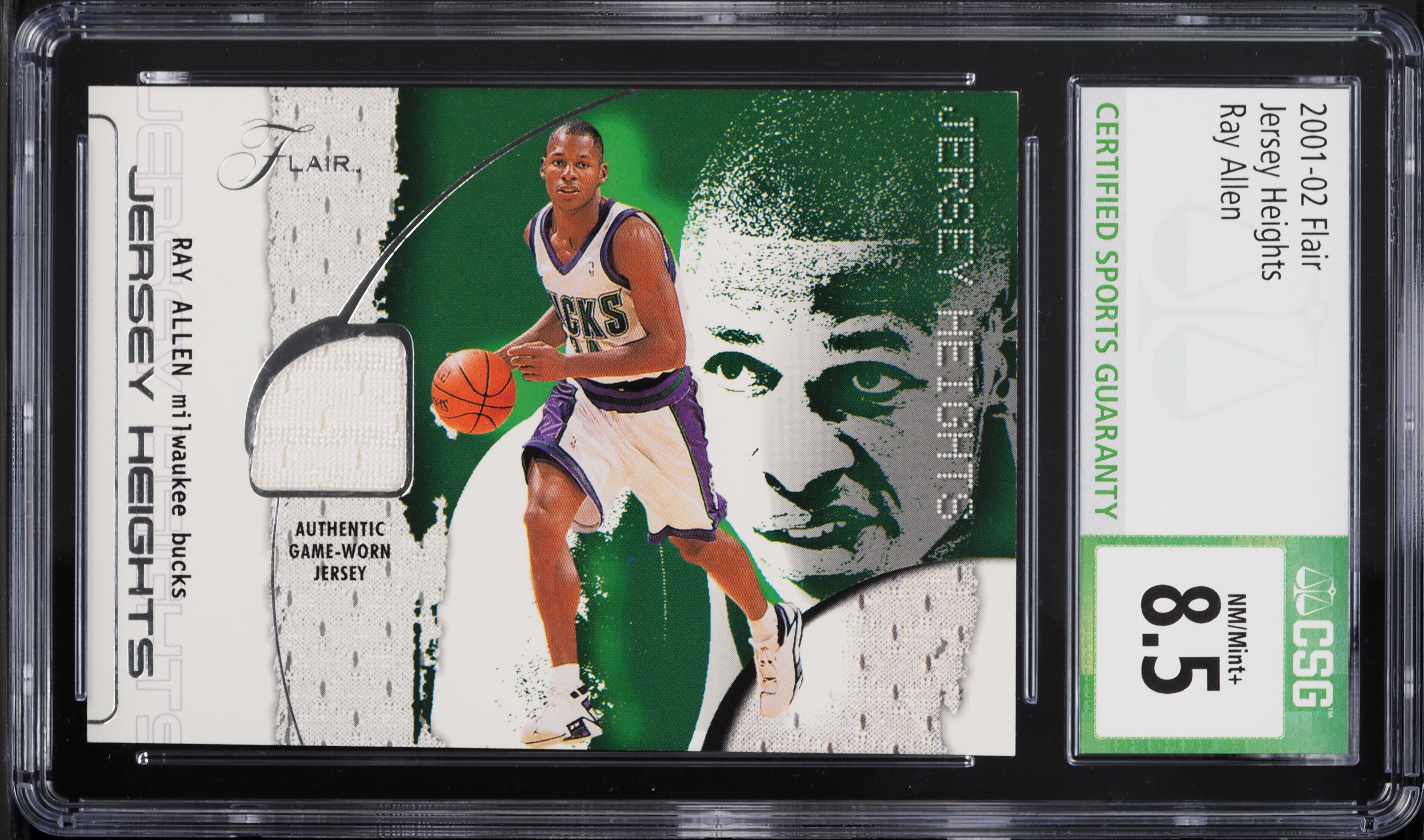 2001 Flair Jersey Heights Ray Allen PATCH CSG 8.5 NM-MT+