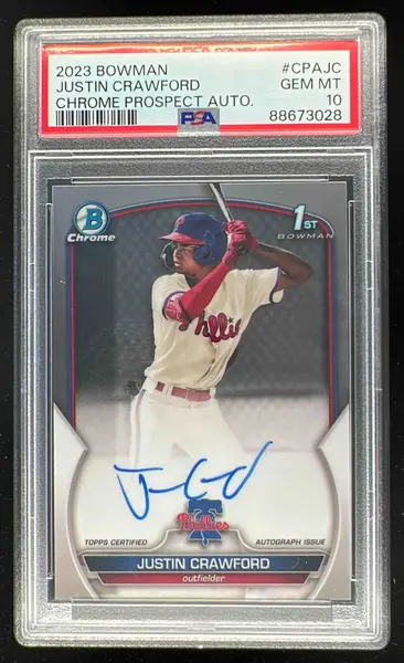 2023 Bowman Chrome Autographs #CPA-JC Justin Crawford Autograph RC Auto PSA 10