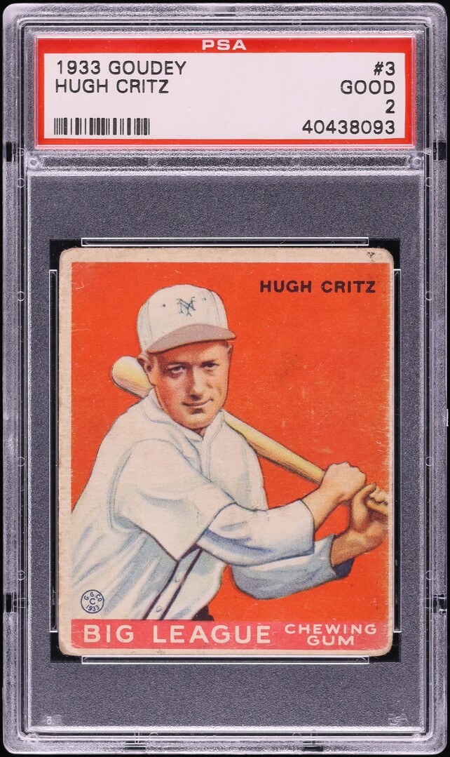 1933 Goudey Hugh Critz #3 PSA 2 GD