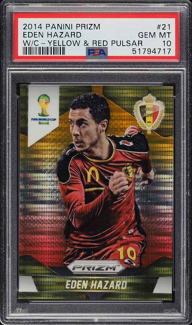 2014 Panini Prizm World Cup Yellow & Red Pulsar Eden Hazard #21 PSA 10 GEM MINT