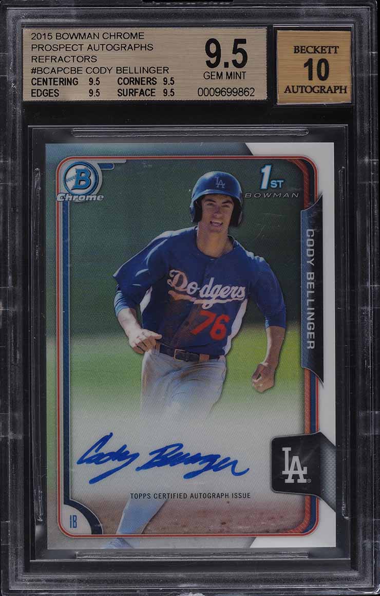 2015 Bowman Chrome Refractor Cody Bellinger ROOKIE RC AUTO /499 BGS 9.5 GEM MINT