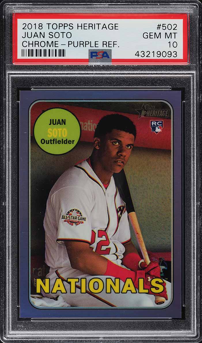2018 Topps Heritage Chrome Purple Refractor Juan Soto ROOKIE RC #502 PSA 10 GEM