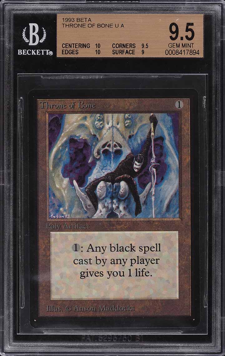 1993 Magic The Gathering MTG Beta Throne Of Bone U A #257 BGS 9.5 GEM MINT