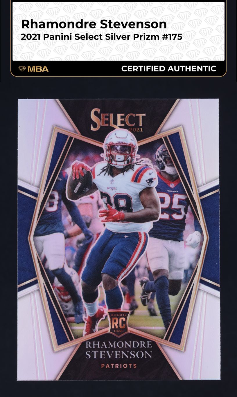 2021 Select Premier Level Silver Prizm Rhamondre Stevenson ROOKIE #175 MBA AUTH
