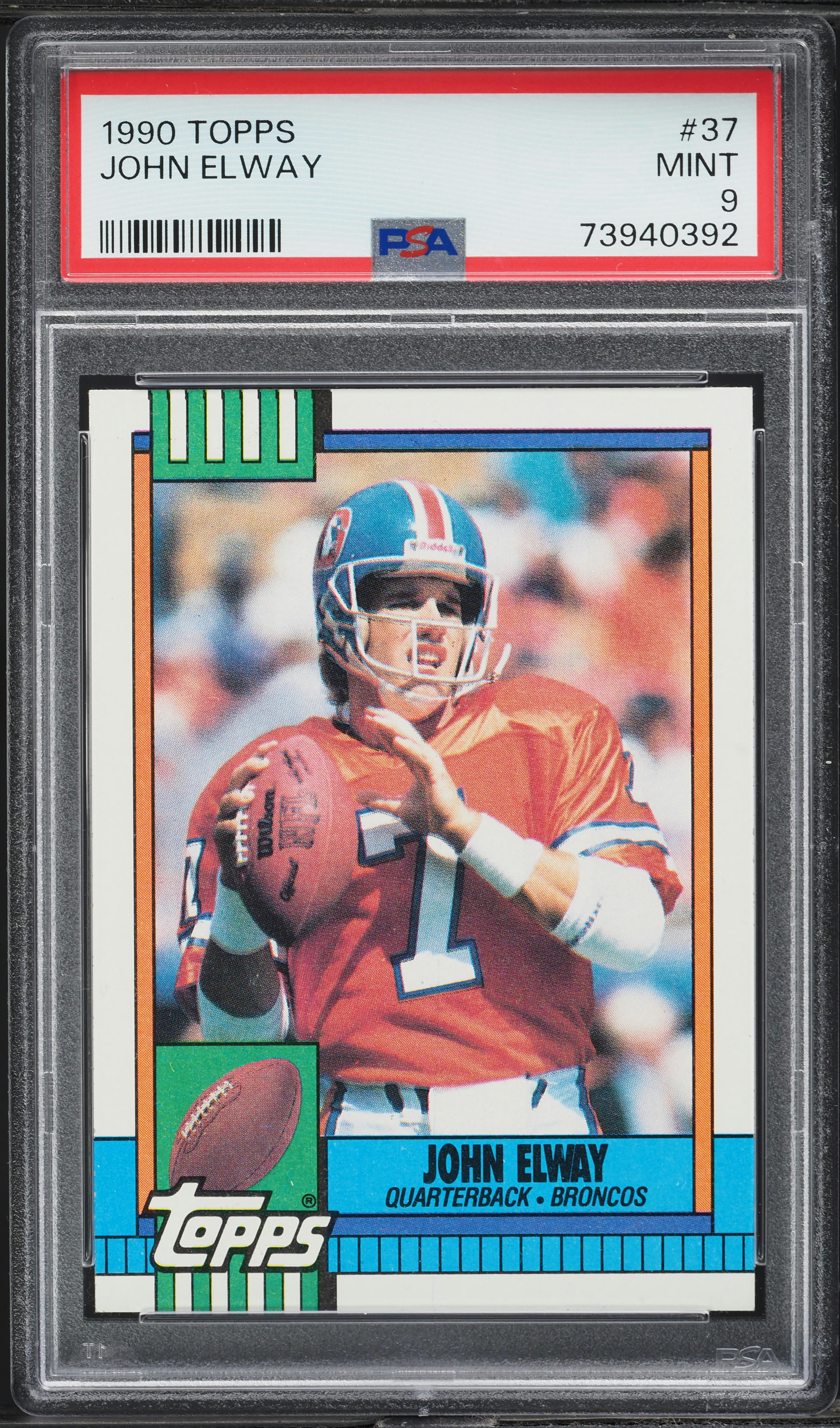 1990 Topps Football John Elway #37 PSA 9 MINT
