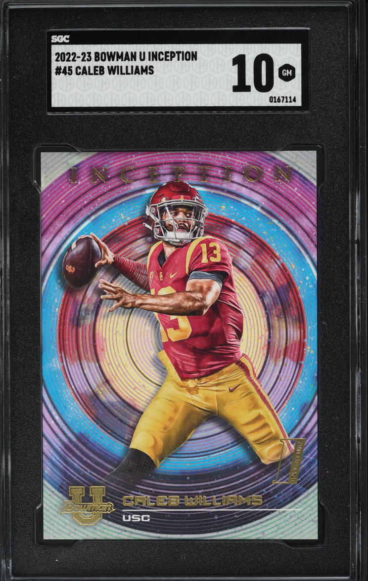 2022 Bowman University Inception Caleb Williams ROOKIE #45 SGC 10 GEM MINT