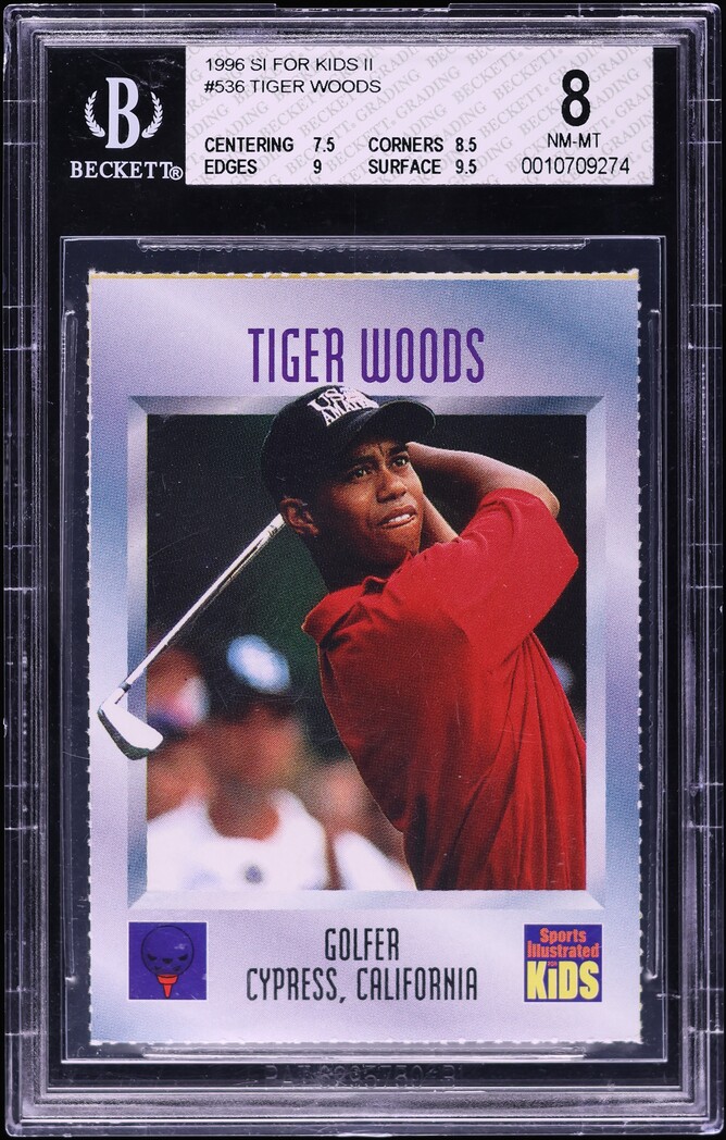 1996 Sports Illustrated For Kids Tiger Woods ROOKIE #536 BGS 8 NM-MT