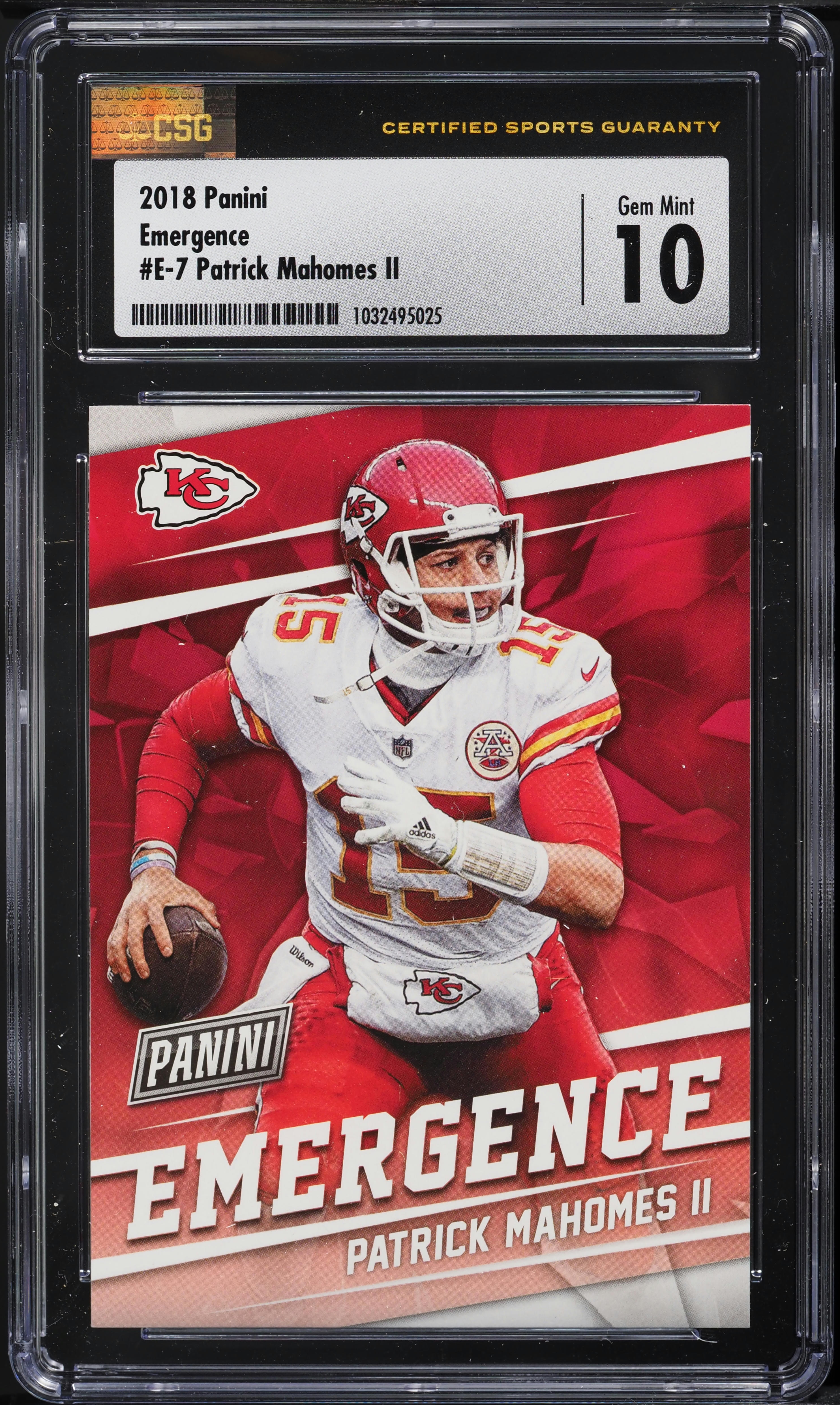 2018 Panini Emergence Patrick Mahomes II #E-7 CSG 10 GEM MINT