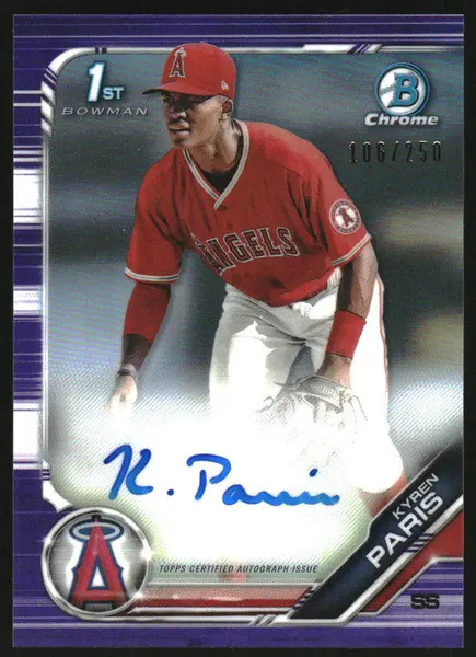 2019 Bowman Chrome Draft Autographs Purple Refractor Kyren Paris RC Auto /250