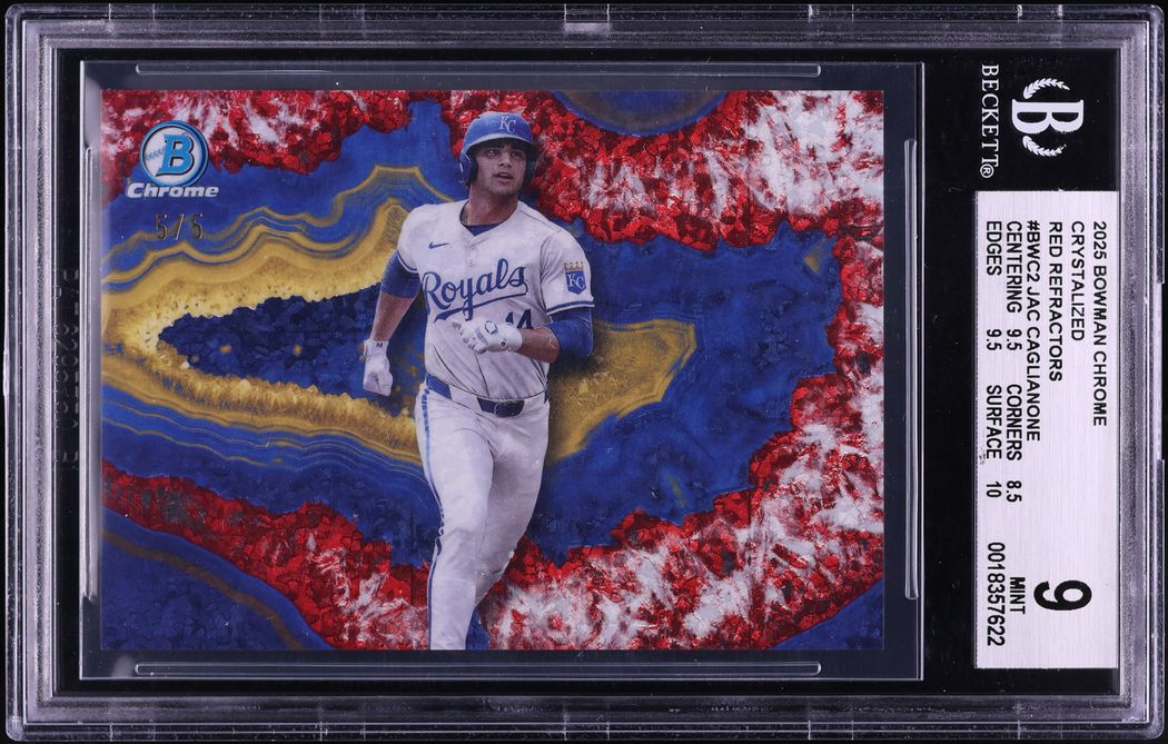2025 Bowman Chrome Crystallized Red Refractor Jac Caglianone 5/5 #BWC-2 BGS 9