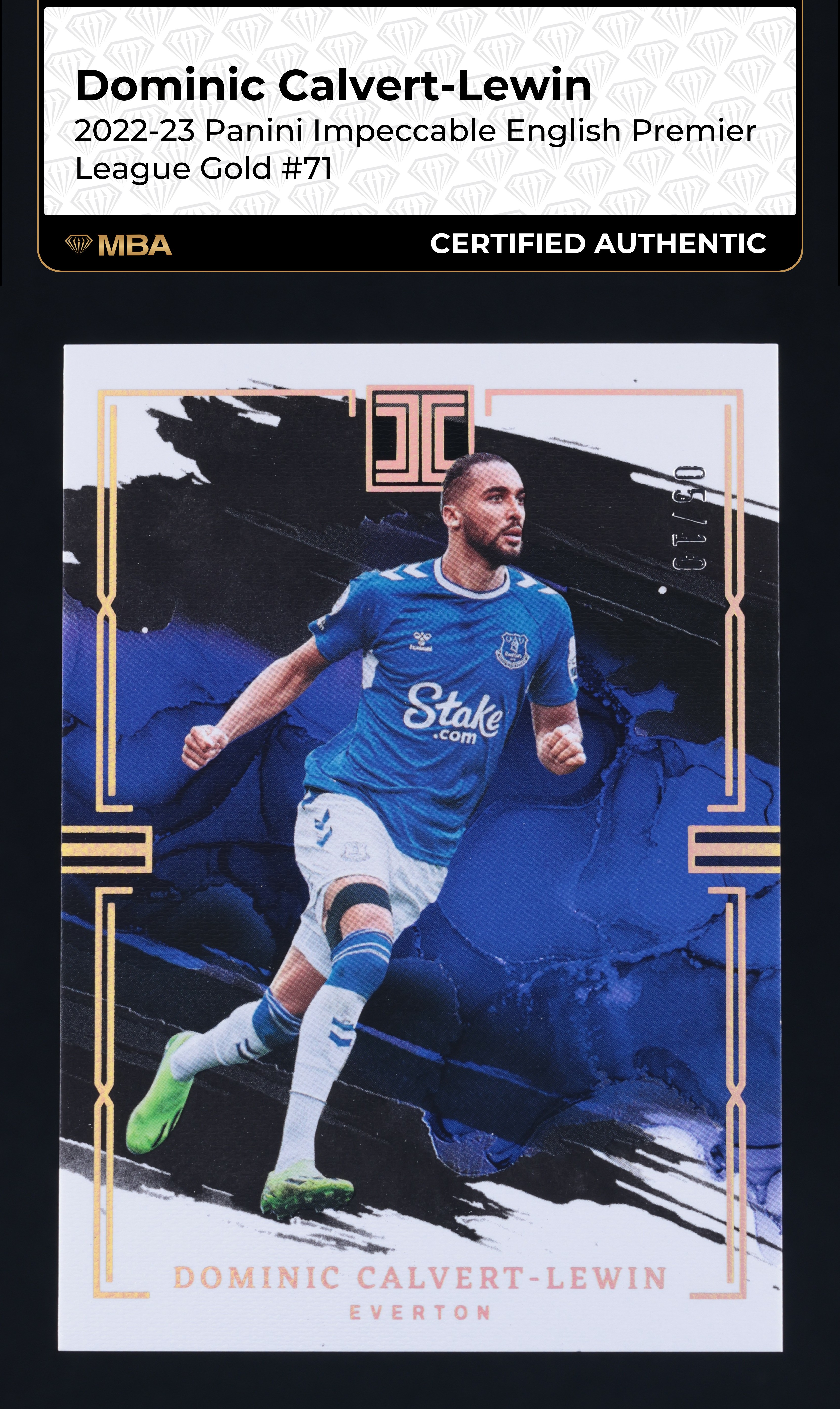 2022 Panini Impeccable Premier League Gold Dominic Calvert-Lewin /10 MBA AUTH