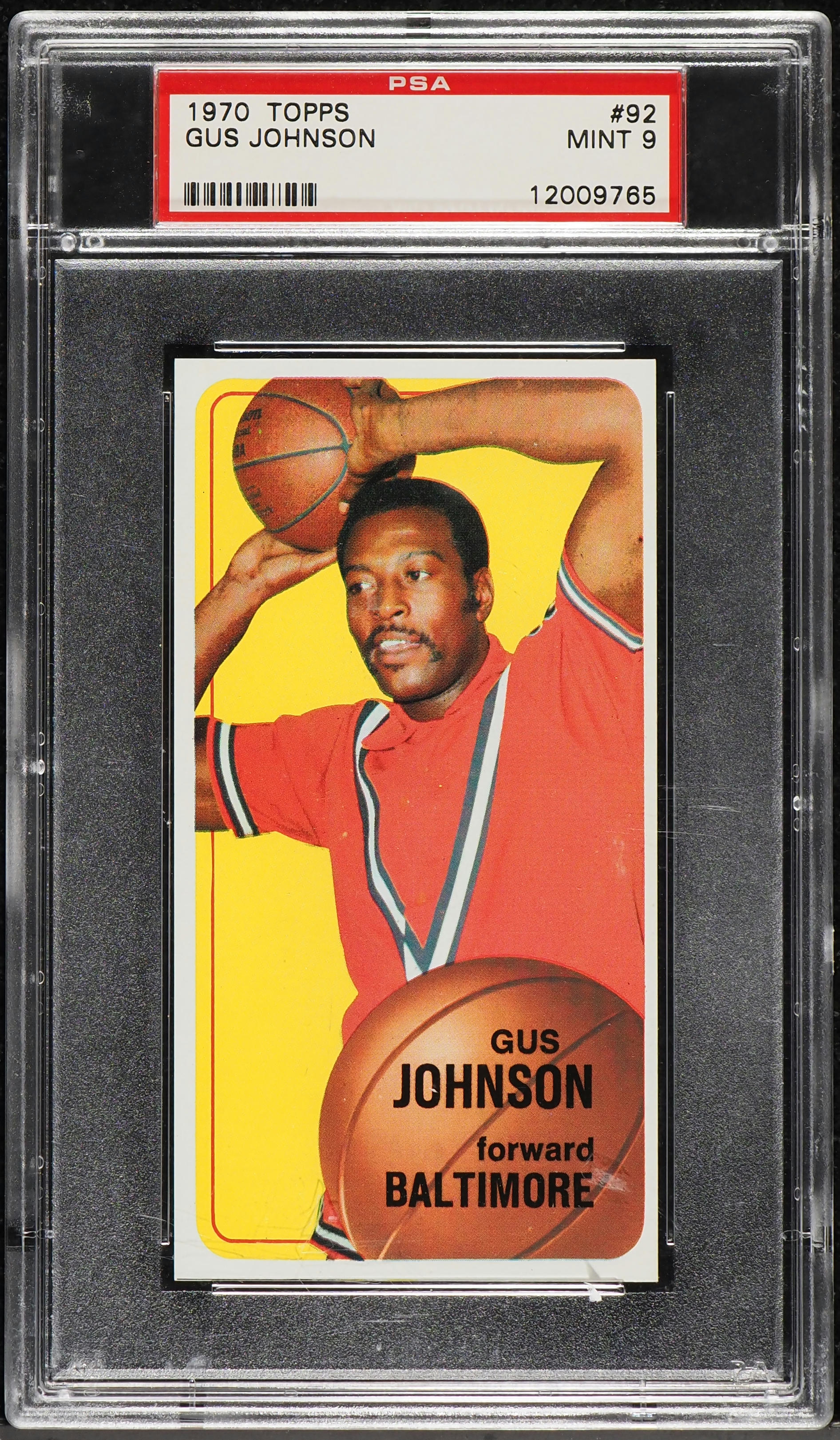 1970 Topps Basketball Gus Johnson #92 PSA 9 MINT