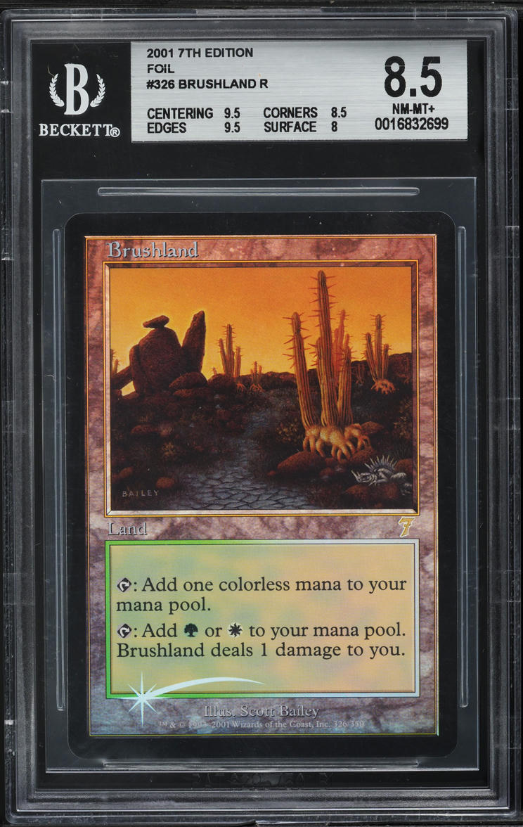 2001 Magic The Gathering MTG Seventh Edition Foil Brushland BGS 8.5 NM-MT+