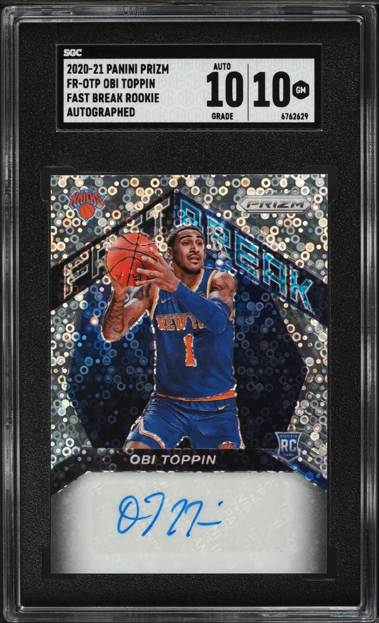2020 Panini Prizm Fast Break Obi Toppin ROOKIE AUTO #FR-OTP SGC 10 GEM MINT