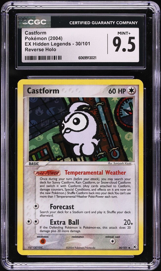2004 Pokemon EX Hidden Legends Reverse Holo Castform #30 CGC 9.5 MINT+