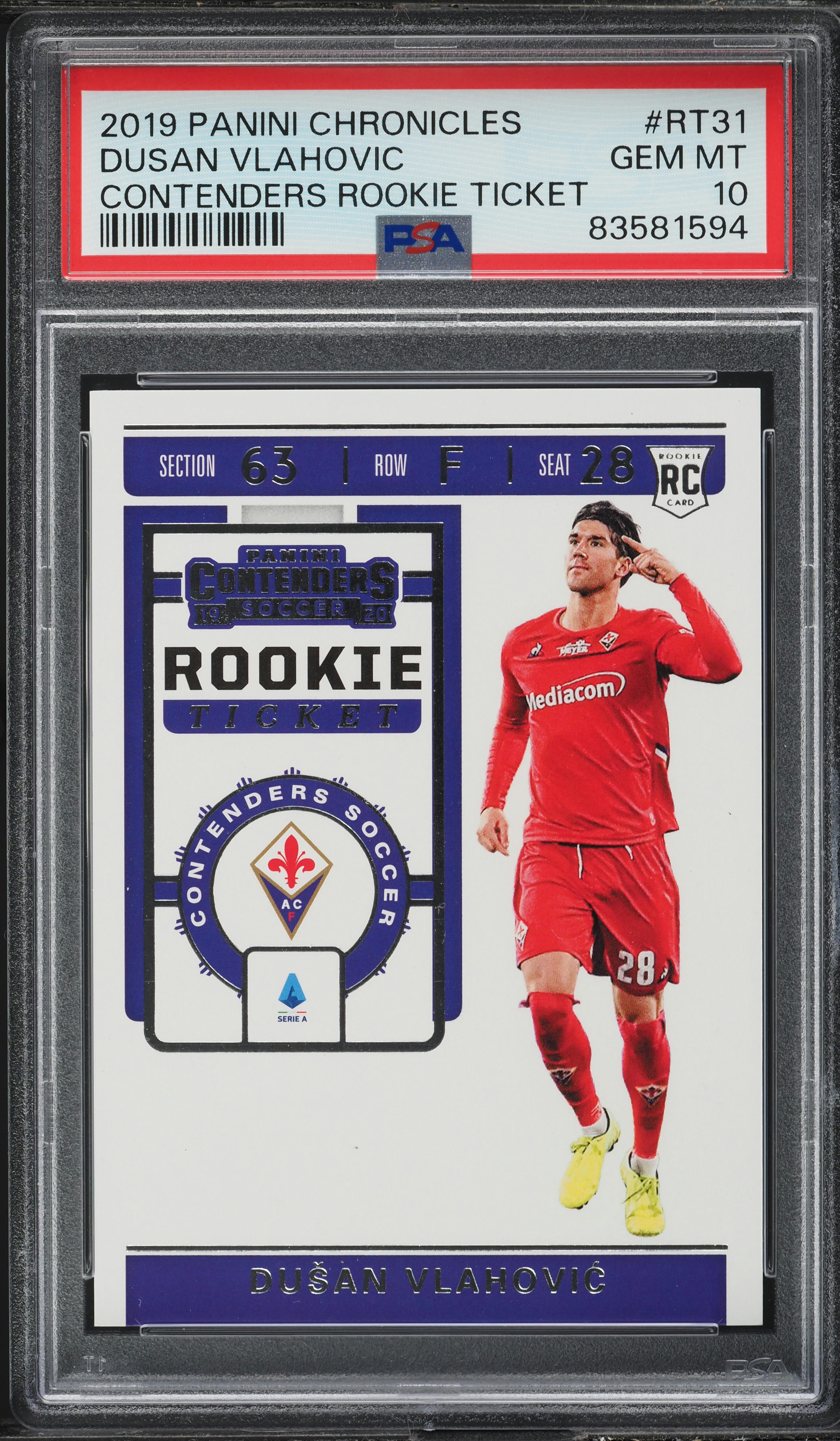 2019 Panini Chronicles Contenders Ticket Dusan Vlahovic ROOKIE #RT-31 PSA 10 GEM