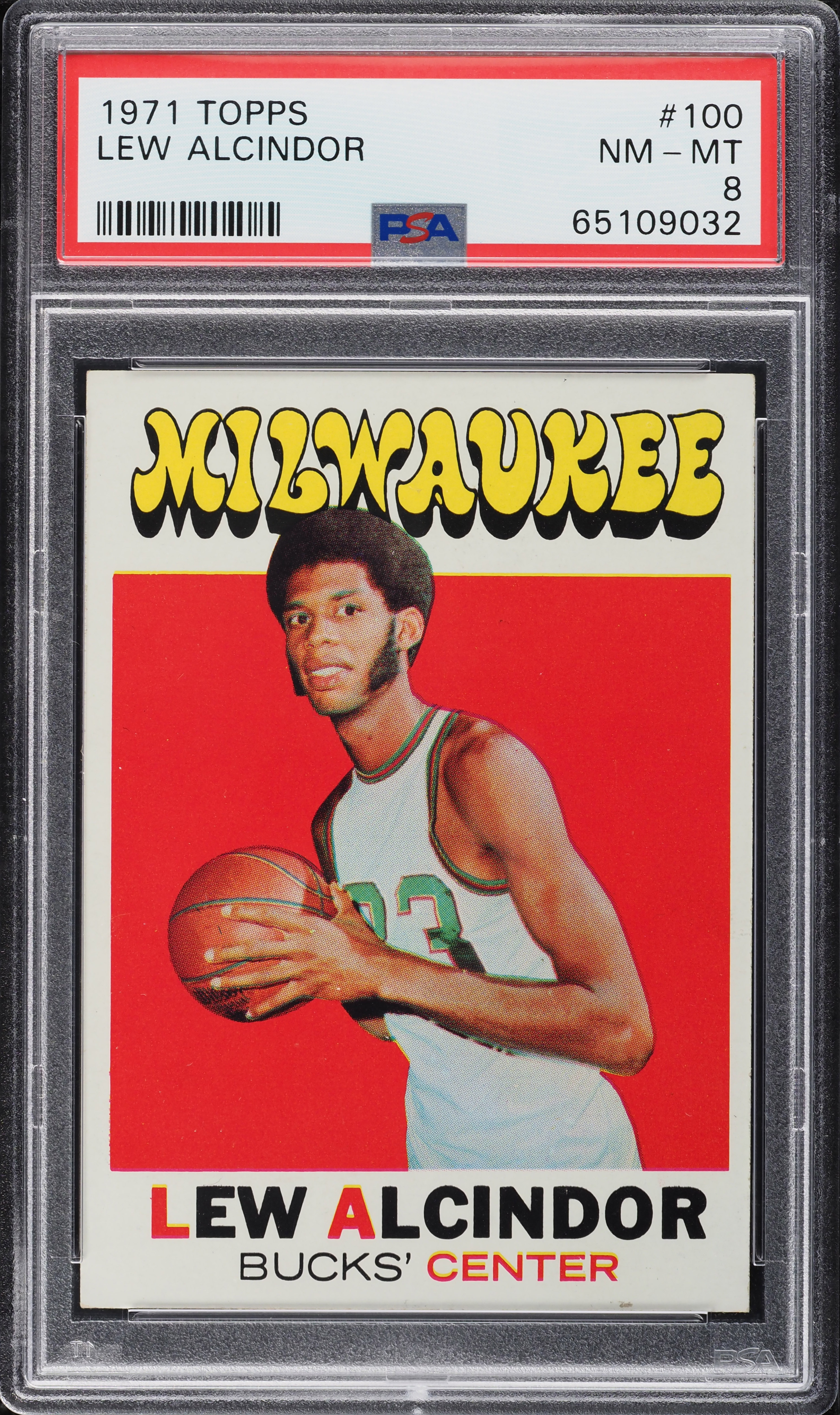1971 Topps Basketball Lew Alcindor #100 PSA 8 NM-MT