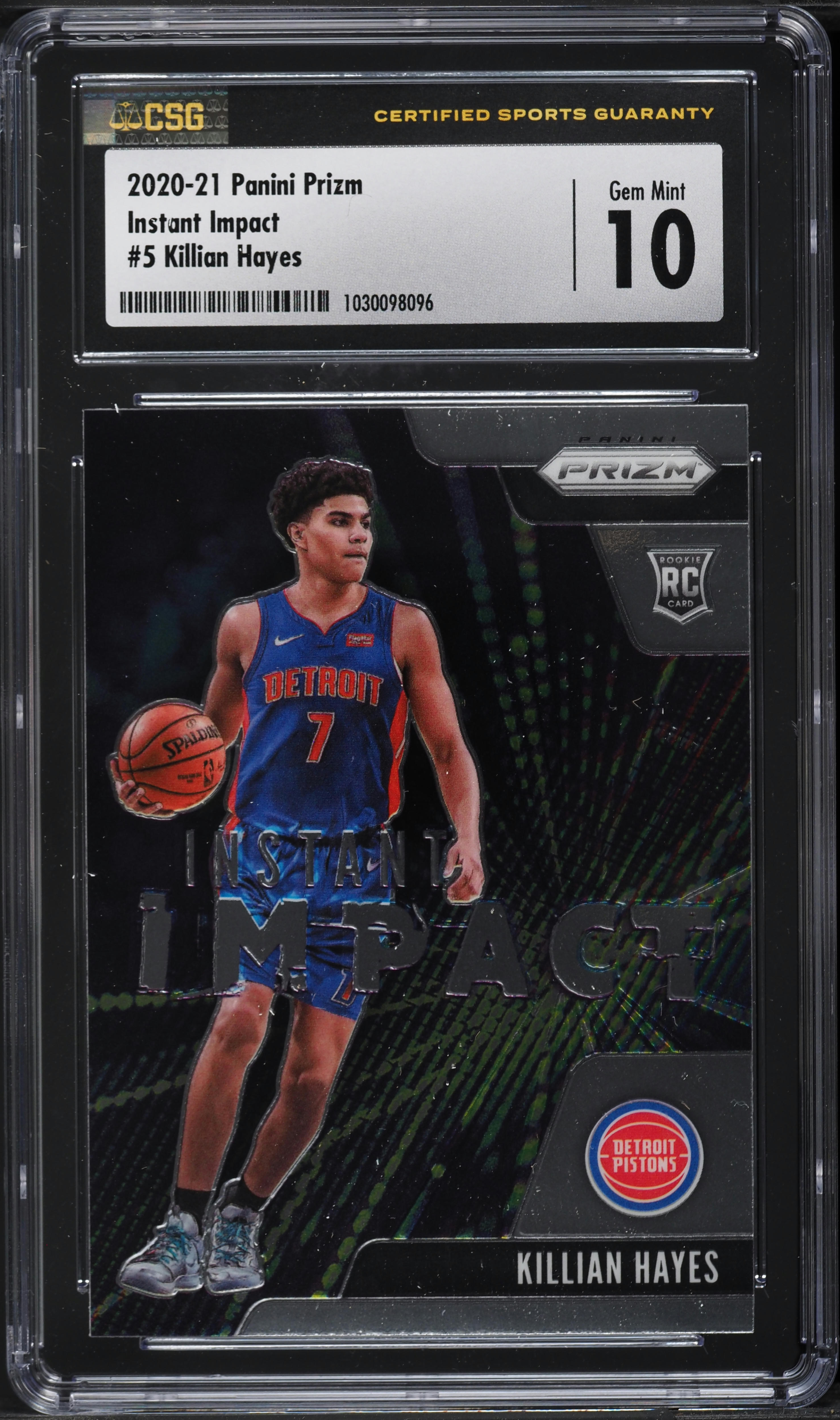 2020 Panini Prizm Instant Impact Killian Hayes ROOKIE #5 CSG 10 GEM MINT