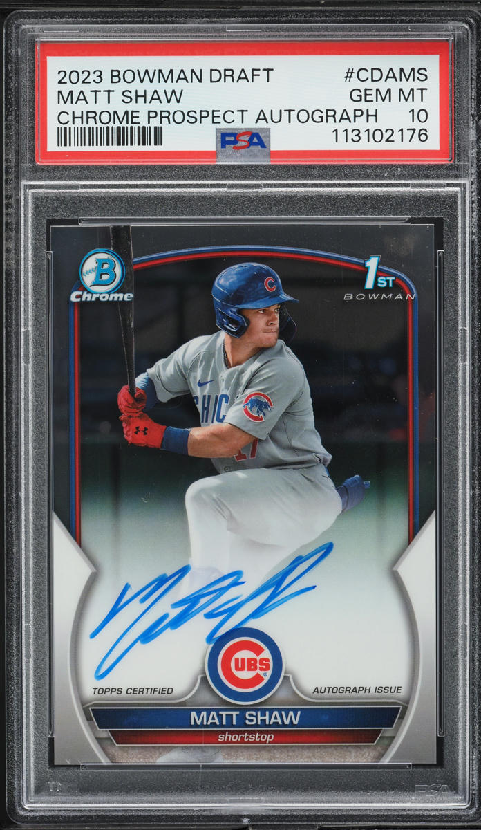 2023 Bowman Chrome Draft Matt Shaw PROSPECT AUTO #CDA-MS PSA 10 GEM MINT