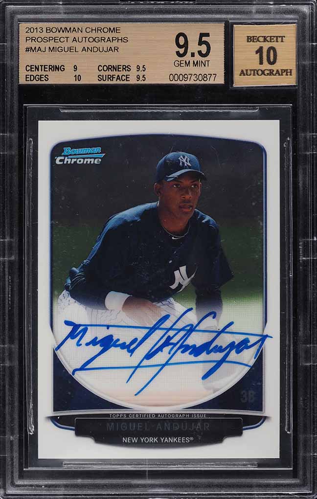 2013 Bowman Chrome Miguel Andujar PROSPECT AUTO #MAJ BGS 9.5 GEM MINT