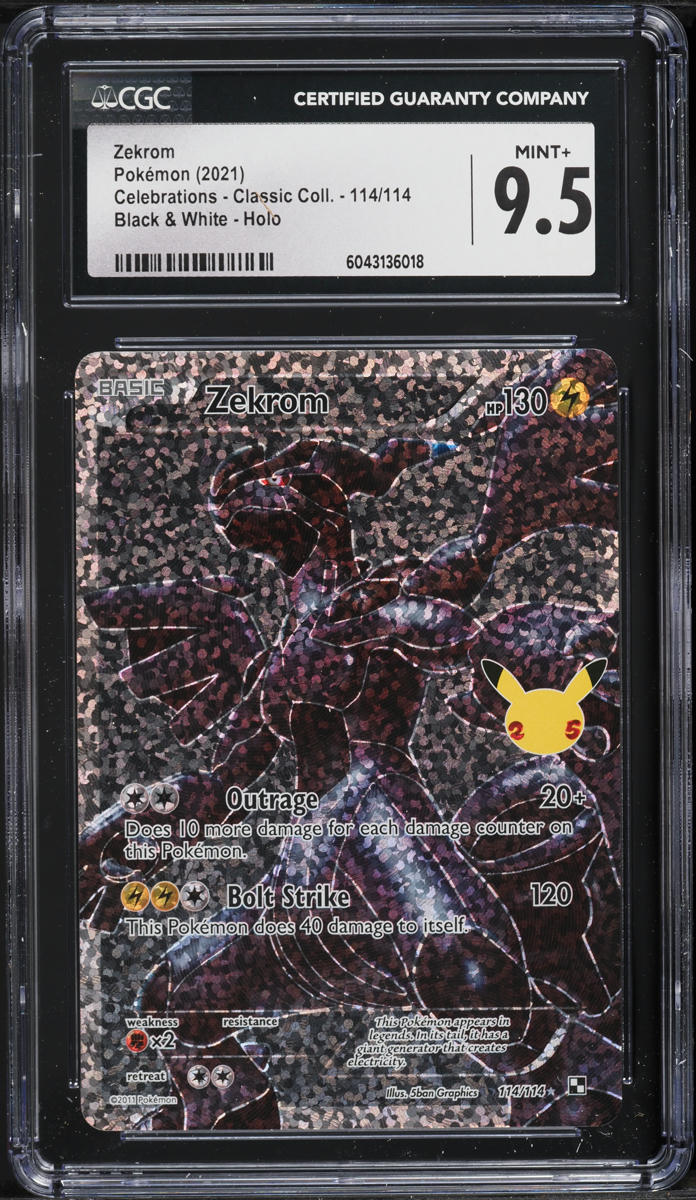 2021 Pokemon SWSH Celebrations Classic BW Full Art Zekrom #114 CGC 9.5 MINT+