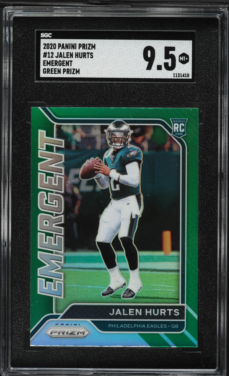 2020 Panini Prizm Emergent Green Jalen Hurts ROOKIE #12 SGC 9.5 MINT+