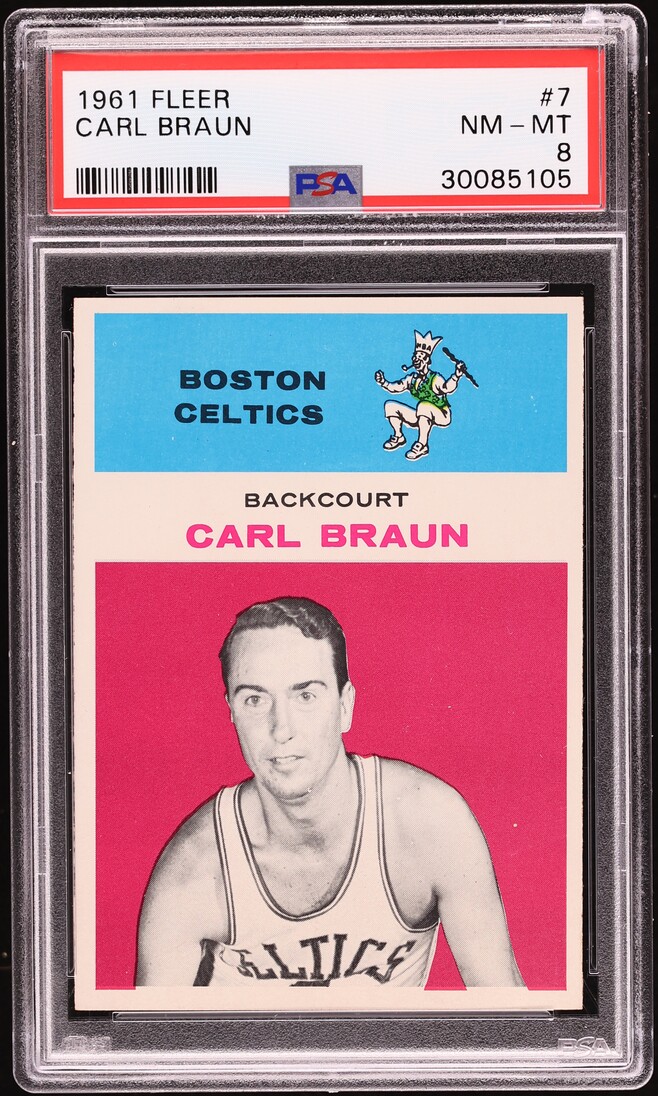 1961 Fleer Basketball Carl Braun #7 PSA 8 NM-MT