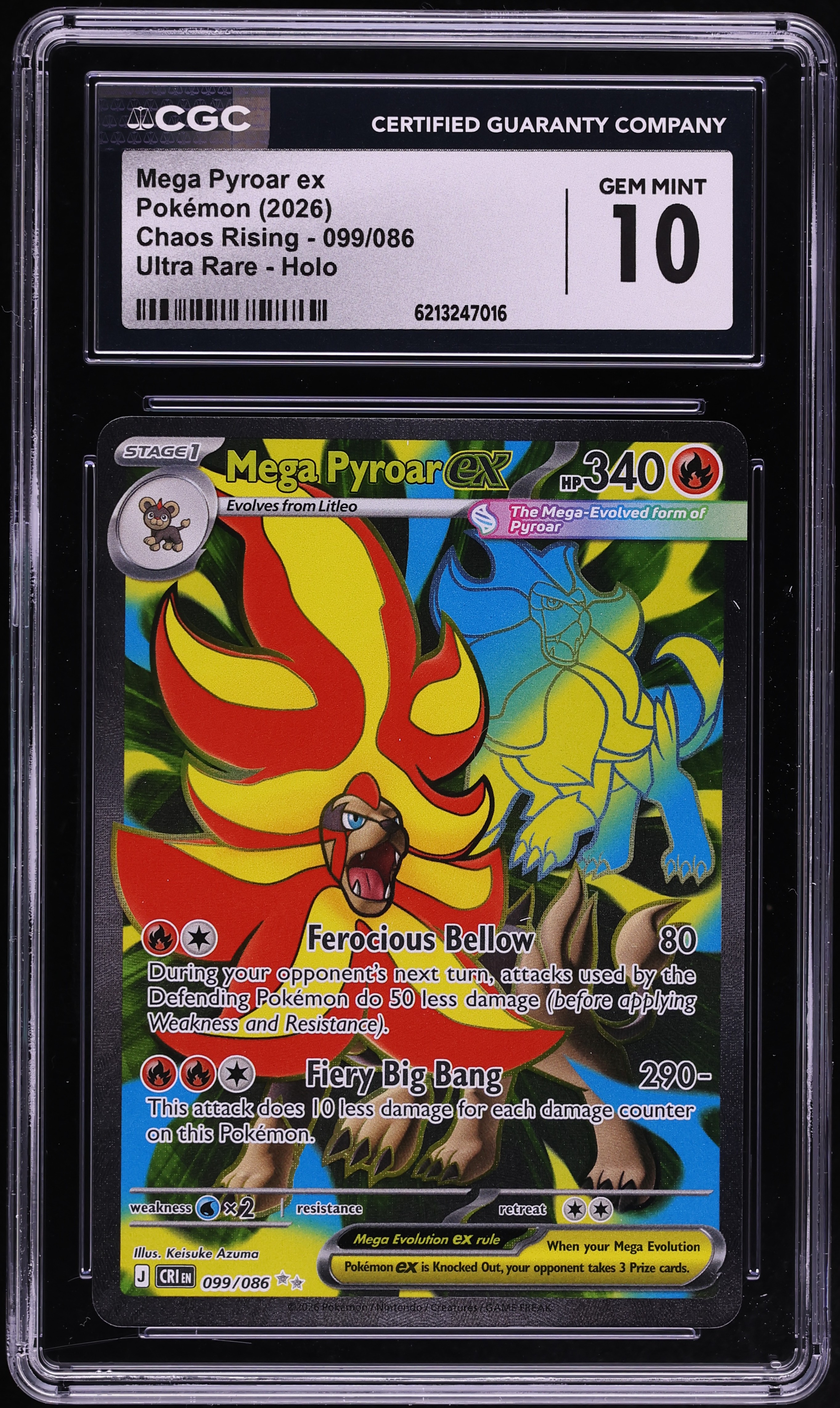 2026 Pokemon Mega Evolution Chaos Rising Full Art Mega Pyroar Ex #99 CGC 10 GEM MINT