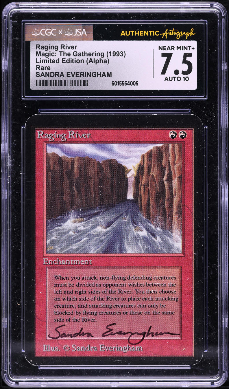 1993 Magic The Gathering MTG Alpha Raging River Everingham AUTO JSA CGC 7.5