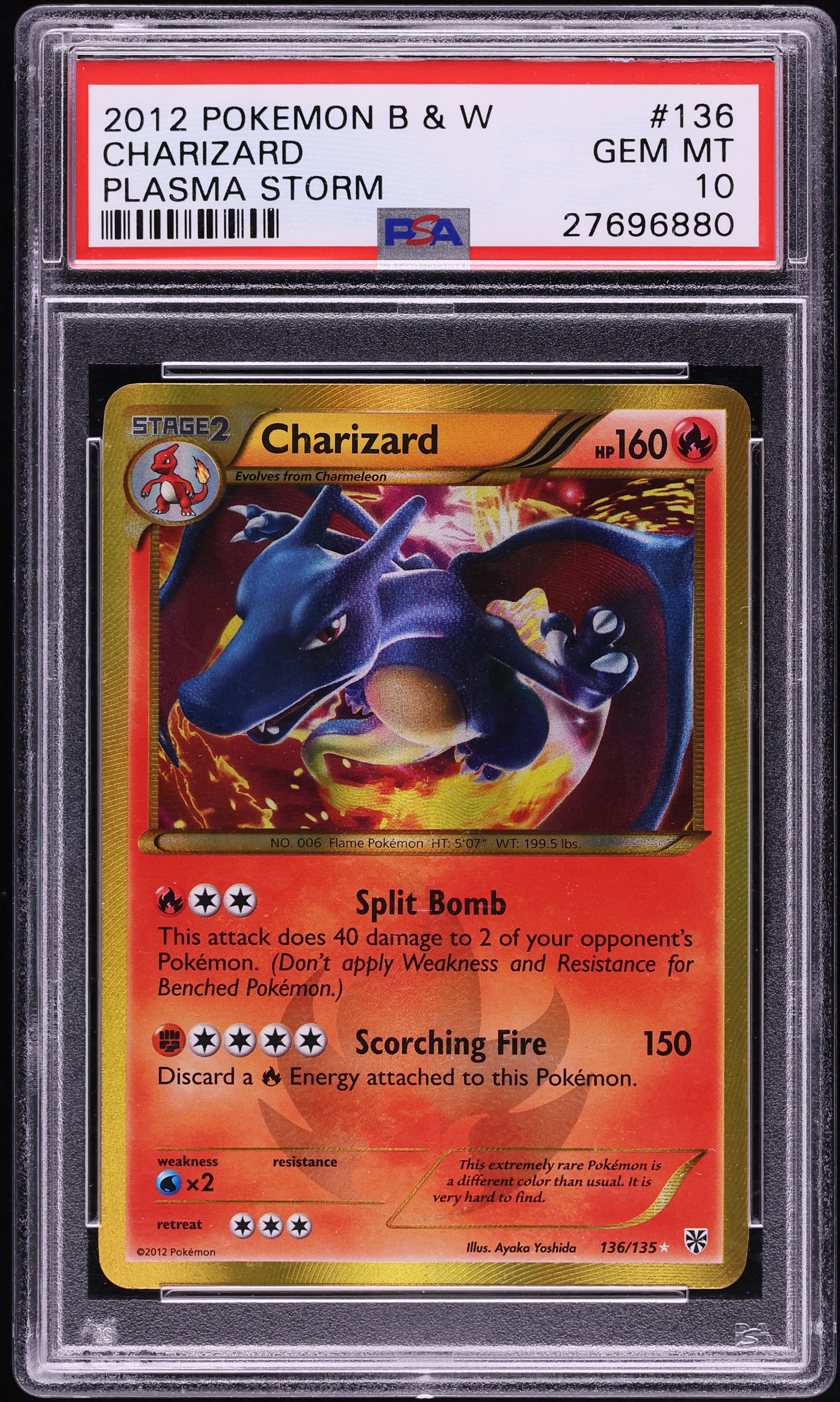 2012 Pokemon Black & White Plasma Storm Charizard #136 PSA 10 GEM MINT