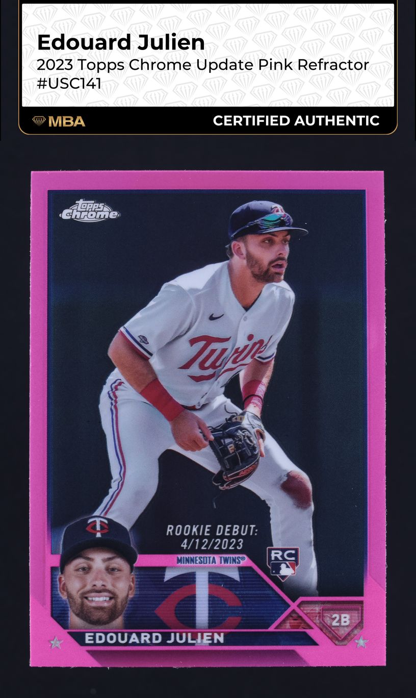 2023 Topps Chrome Update Pink Refractor Edouard Julien ROOKIE #USC141 MBA AUTH