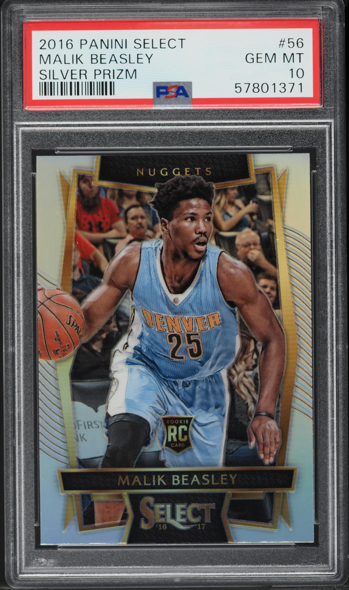 2016 Select Silver Prizm Malik Beasley ROOKIE #56 PSA 10 GEM MINT