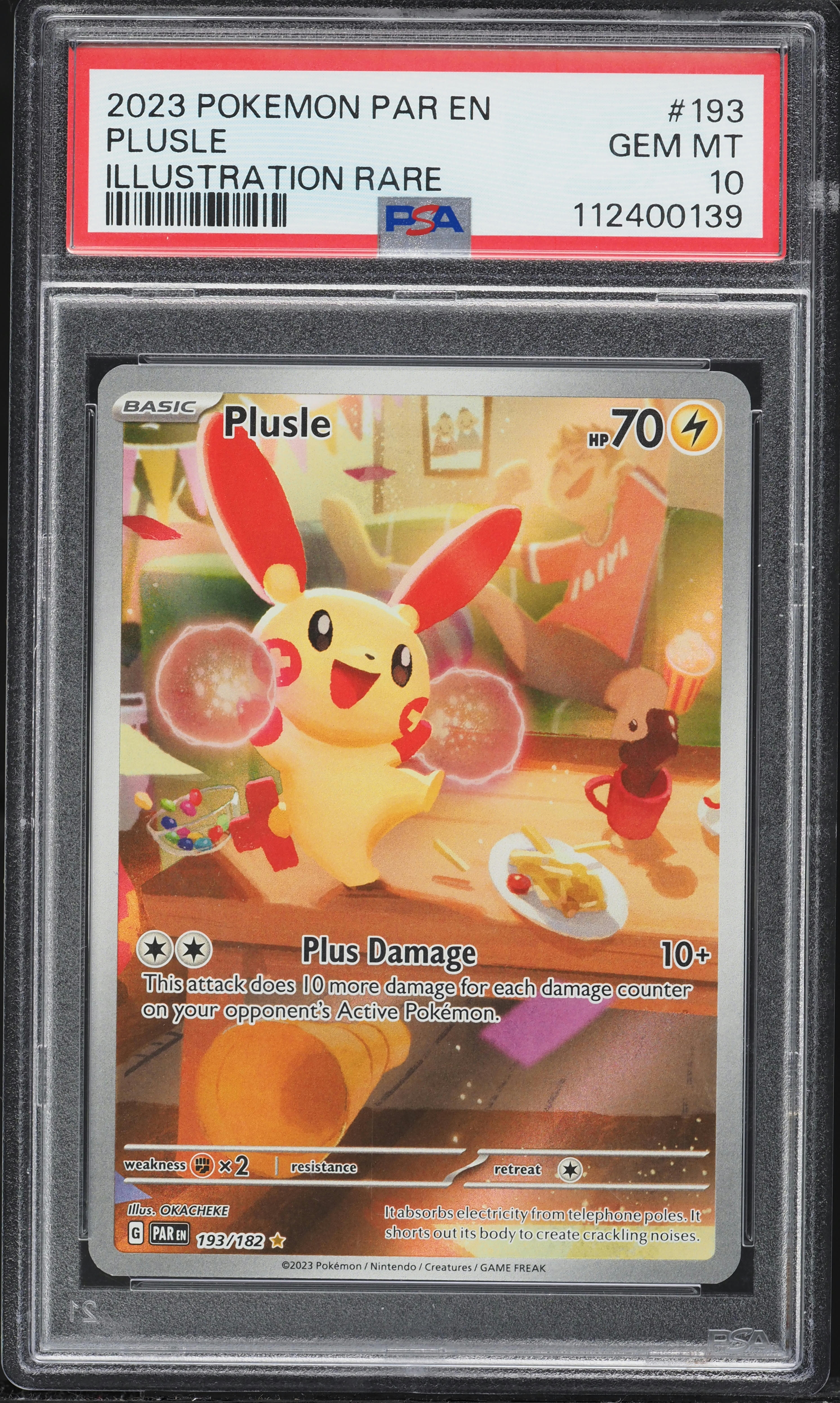 2023 Pokemon Scarlet & Violet Paradox Rift IR Plusle #193 PSA 10 GEM MINT