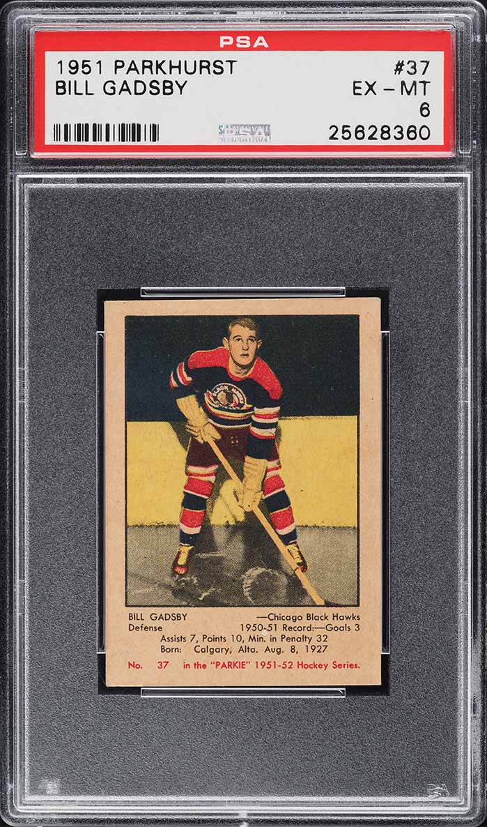 1951 Parkhurst Bill Gadsby ROOKIE #37 PSA 6 EXMT