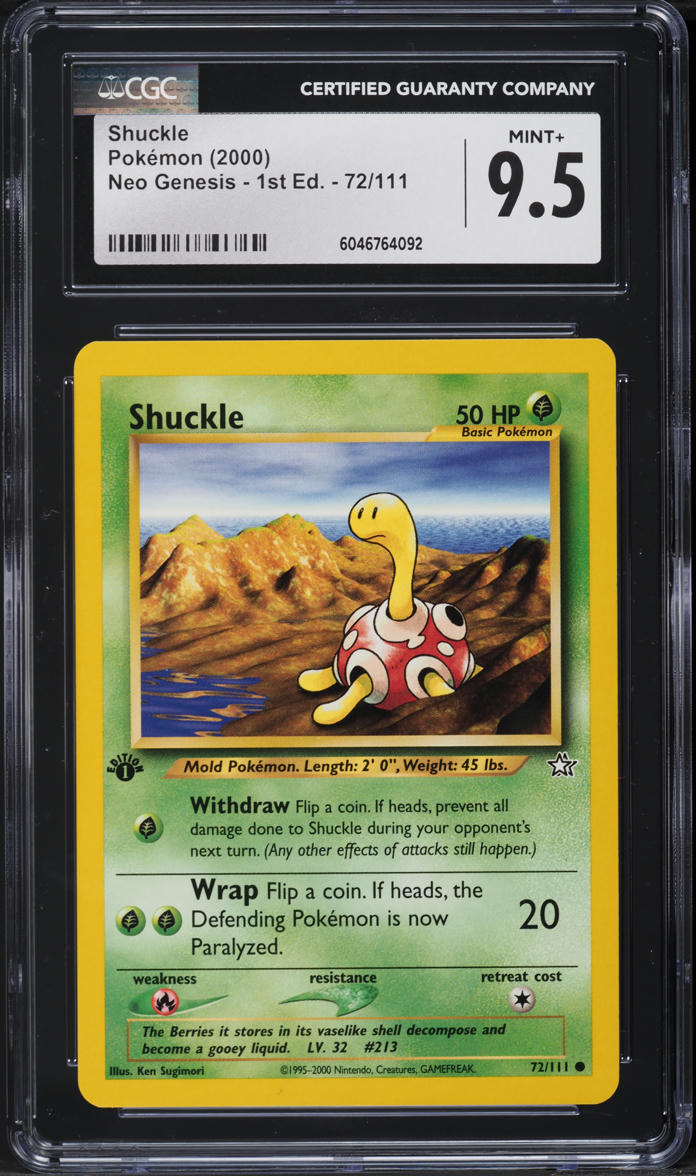 2000 Pokemon Neo Genesis 1st Edition Shuckle #72 CGC 9.5 MINT+