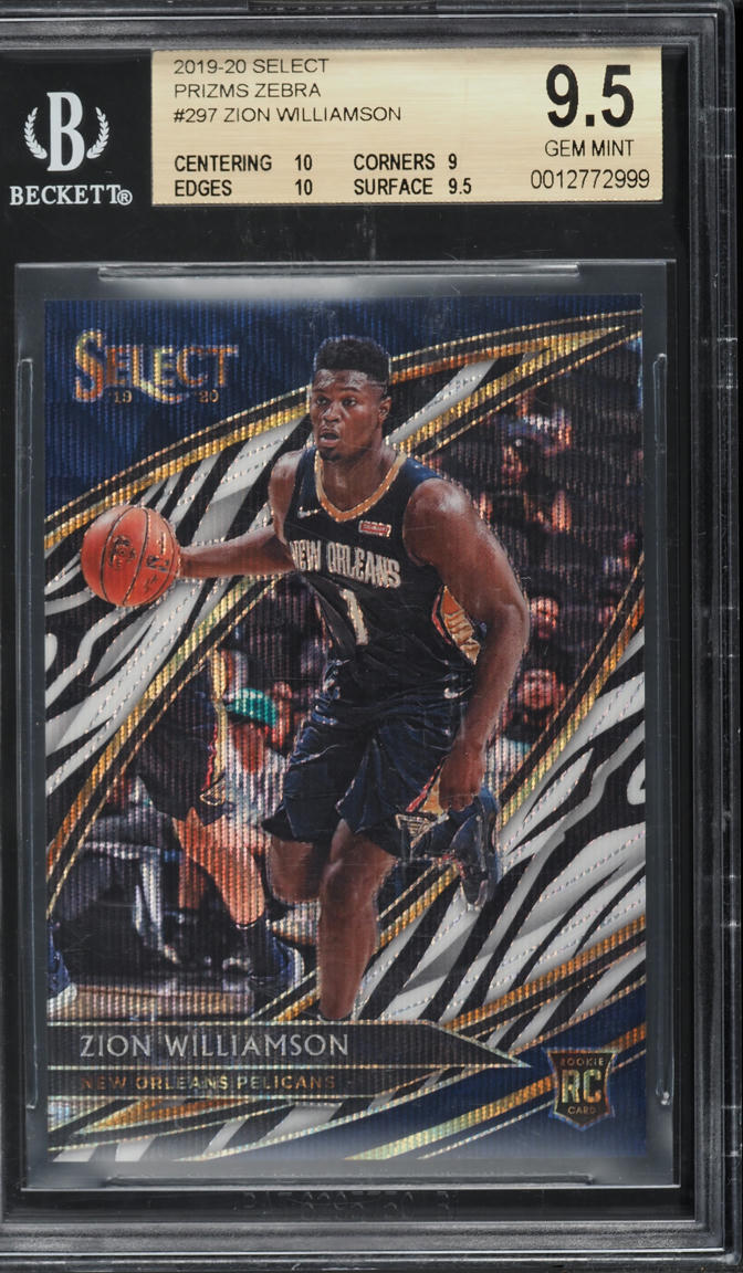 2019 Select Courtside Zebra Prizm Zion Williamson ROOKIE #297 BGS 9.5 GEM MINT