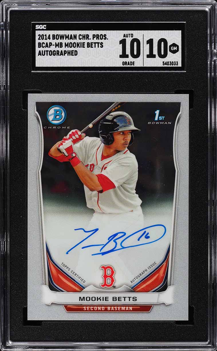 2014 Bowman Chrome Prospects Mookie Betts ROOKIE AUTO #BCAP-MB SGC 10 GEM MINT