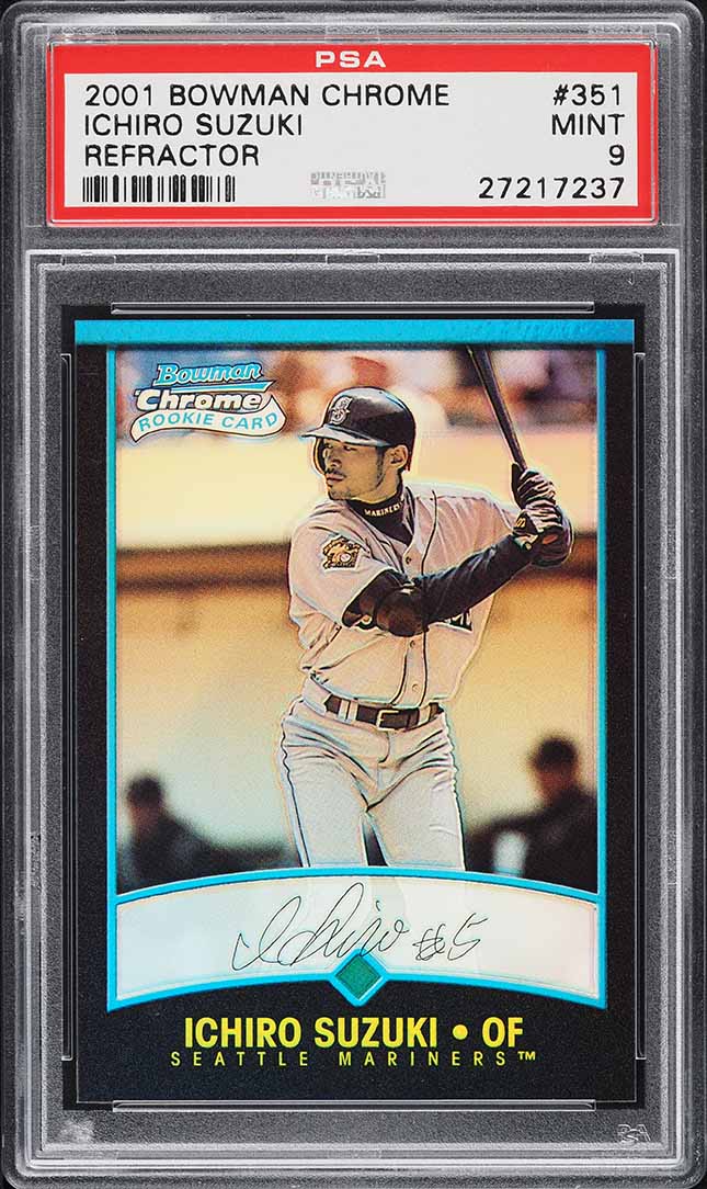 2001 Bowman Chrome Refractor Ichiro Suzuki ROOKIE RC #351 PSA 9 MINT