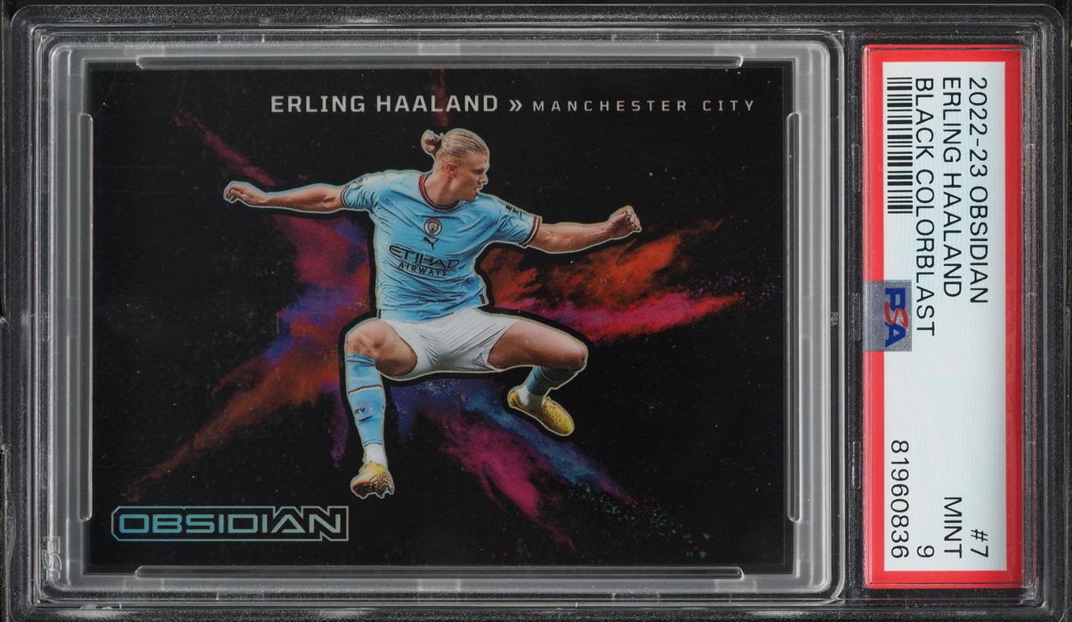 2022 Panini Obsidian Black Colorblast Erling Haaland #7 PSA 9 MINT