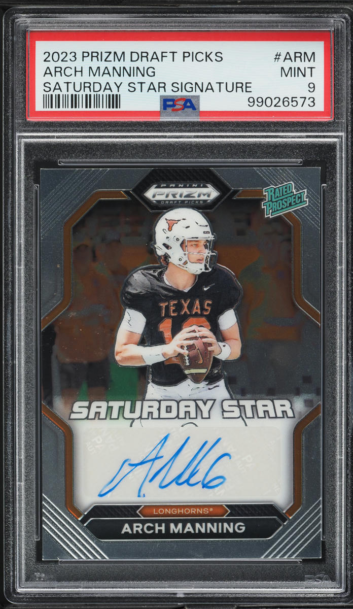 2023 Panini Prizm Draft Picks Saturday Star Arch Manning ROOKIE AUTO PSA 9 MINT