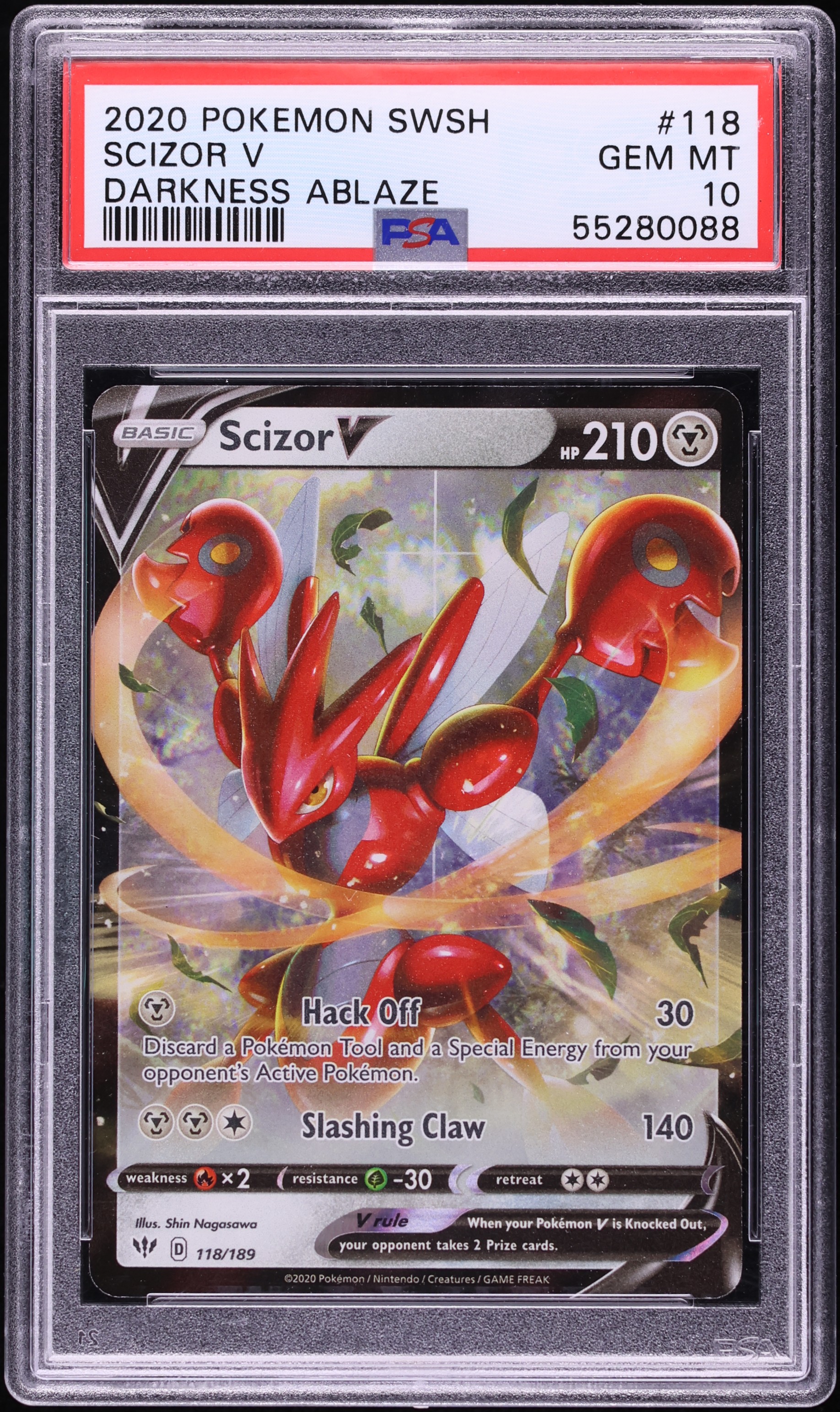 2020 Pokemon Sword & Shield Darkness Ablaze Holo Scizor V #118 PSA 10 GEM MINT