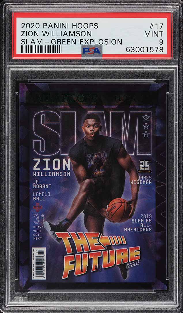 2020 Hoops Slam Green Explosion Zion Williamson /89 #17 PSA 9 MINT