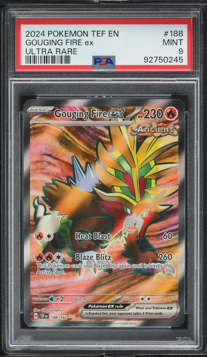 2024 Pokemon SV Temporal Forces Full Art Gouging Fire ex #188 PSA 9 MINT