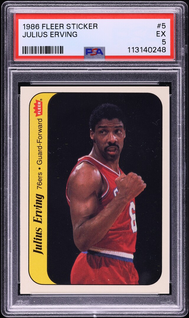 1986 Fleer Sticker Julius Erving #5 PSA 5 EX